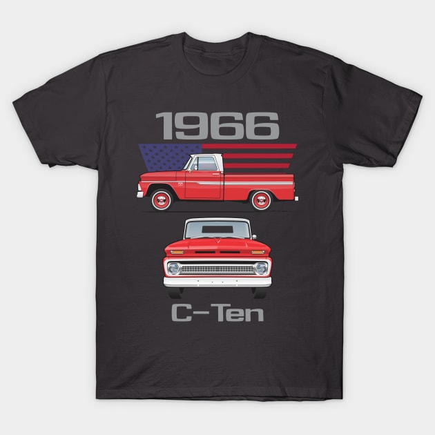 1966 Red and White Truck T-Shirt by JRCustoms44